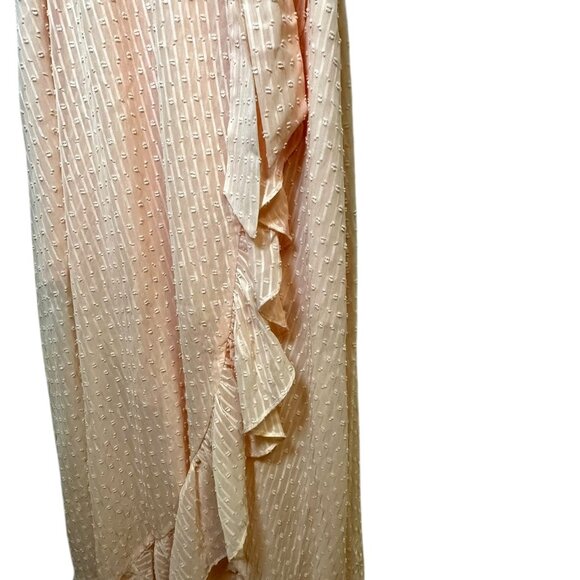 Bebe Textured Ruffle Surplice Maxi Dress Peach Pink NWT Size 2 | Wedding Guest S - Picture 4 of 9